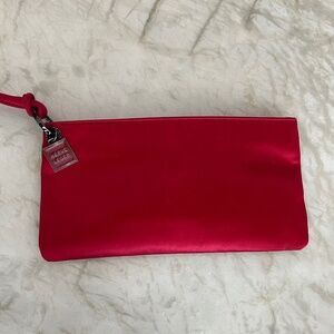 Herve Leger Red Satin Wristlet Clutch WT